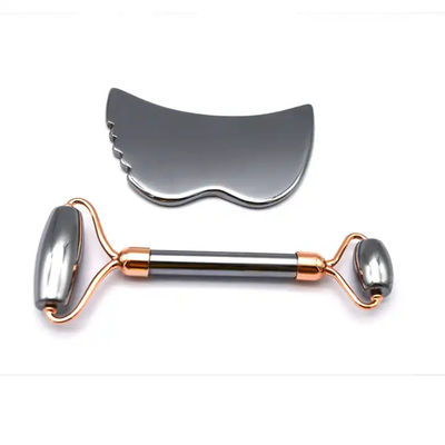 Skin Care Tools Energy Stone Guasha Massager for Face Eyes Neck Finger 5.5*14 cm Silver Terahertz Face Roller Gua Sha Set