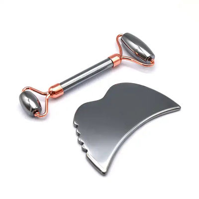 Skin Care Tools Energy Stone Guasha Massager for Face Eyes Neck Finger 5.5*14 cm Silver Terahertz Face Roller Gua Sha Set