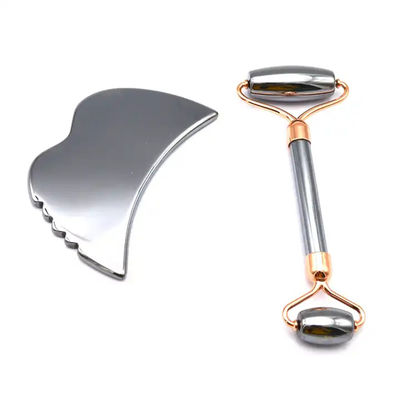 Skin Care Tools Energy Stone Guasha Massager for Face Eyes Neck Finger 5.5*14 cm Silver Terahertz Face Roller Gua Sha Set