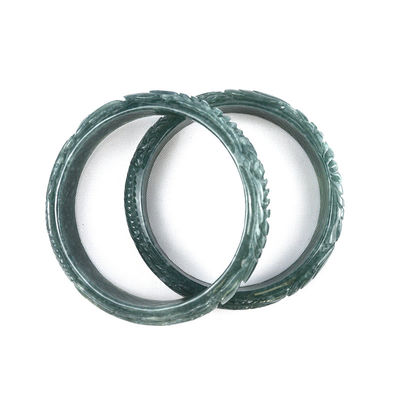 Real Women's Natural Carved Jade Bangles Polished Technique for Body Decoration Equipment