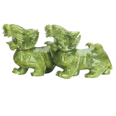 Regional Feature Pair Of Natural Jade Pixiu Home Office Feng Shui Jade Carving Crafts Jade Ornaments Feng Shui Pixiu