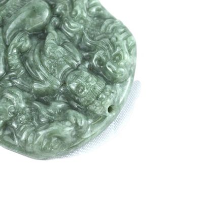 Jade Emerald Immortal Bodhisattva Dragon Pendant Necklace Ornaments Chinese Traditional Figurine with Regional Feature
