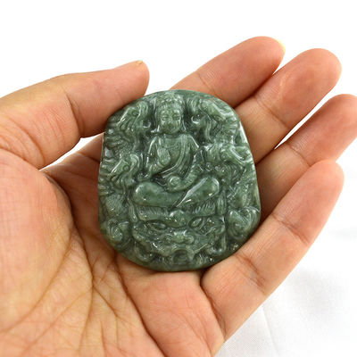 Jade Emerald Immortal Bodhisattva Dragon Pendant Necklace Ornaments Chinese Traditional Figurine with Regional Feature