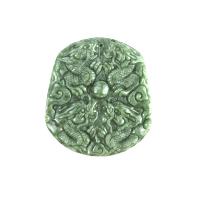 Jade Emerald Immortal Bodhisattva Dragon Pendant Necklace Ornaments Chinese Traditional Figurine with Regional Feature