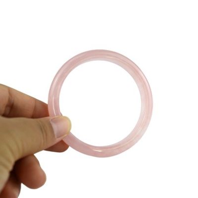 Polished Technique Large Size Gemstone Women Jade Love Bangles Bracelets with Rose Quartz Bangles Charms