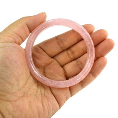 Polished Technique Large Size Gemstone Women Jade Love Bangles Bracelets with Rose Quartz Bangles Charms