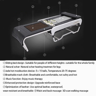 150 Energy Stones and 3D Smart Lifting Massage Bed for Full Body on Foldable V3 Tourmaline Jade Warm Physiotherapy Bed