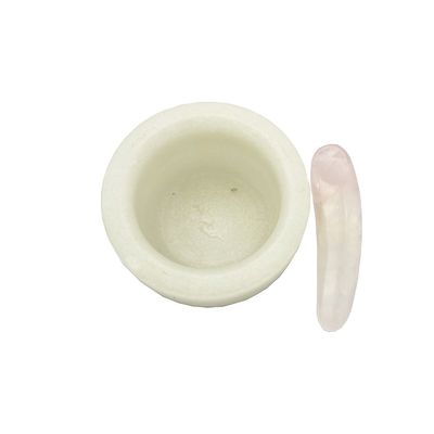 Technique Polished Natural White Jade Mask Bowl and Spatula Set for Perfect Mask Consistency