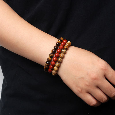 Natural Jade Bead Bracelet Ladies Amethyst Crystal Quartz Aquamarine Emerald Jewelry Agate Elastic Bracelet For Men