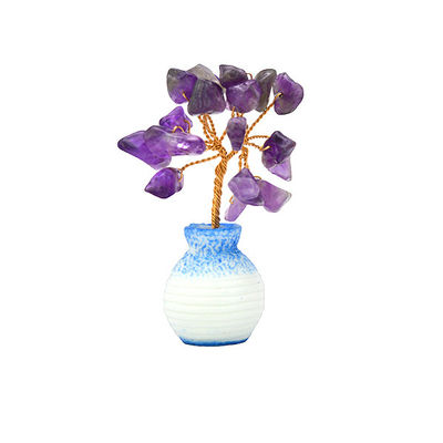 Colorful Gemstone Chips Brass Wired Lucky Fortune Tree with Chakra Healing Stones Enhance Your Home Decorations and Ornaments