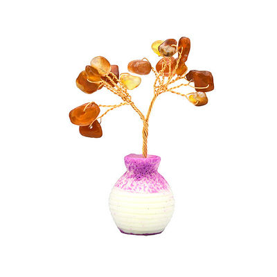 Colorful Gemstone Chips Brass Wired Lucky Fortune Tree with Chakra Healing Stones Enhance Your Home Decorations and Ornaments