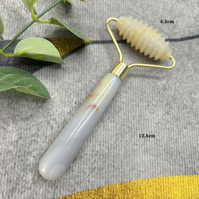 Customer Logo 100% Natural Gray Agate Roller Jadeite Crystal Beauty Container Massage Stick Facial Health Care Equipment