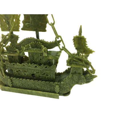 27cm Natural Chinese Jade Dragon Boat Craft For Decor OEM ODM Acceptance
