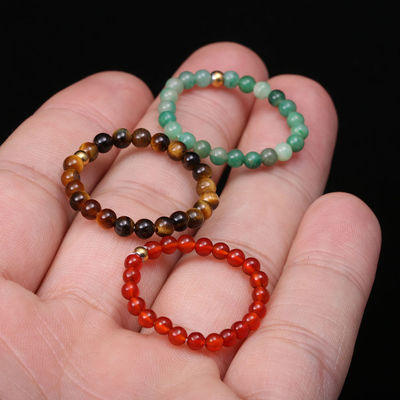 Other Natural Energy Crystal Stone 3mm Mini Beads Rings for Woman Chakra Healing Handmade Bohemian Jewelry Wedding Ring Gift