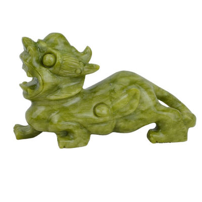 Green Crafts Feng Shui Home Decorations Natural Jade Polished Pixiu Ornaments Pair of 2 with and Print Method Other