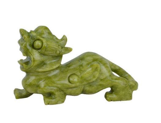 Green Crafts Feng Shui Home Decorations Natural Jade Polished Pixiu Ornaments Pair of 2 with and Print Method Other