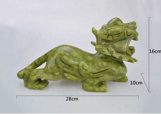 Green Crafts Feng Shui Home Decorations Natural Jade Polished Pixiu Ornaments Pair of 2 with and Print Method Other