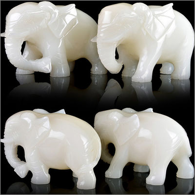 Regional Feature Africa White Feng Shui Jade Elephant Statue for Animal Lovers