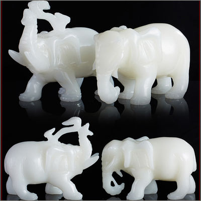 Regional Feature Africa White Feng Shui Jade Elephant Statue for Animal Lovers