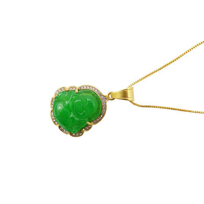 Buddhism Theme Engraving Carving Type Lucky Laughing Buddha Pendant Chain Necklaces Amulet Jewelry for Men Women Boys