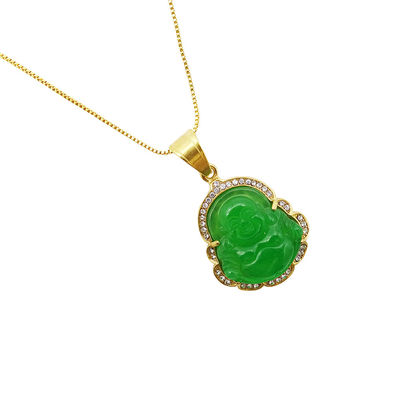 Buddhism Theme Engraving Carving Type Lucky Laughing Buddha Pendant Chain Necklaces Amulet Jewelry for Men Women Boys