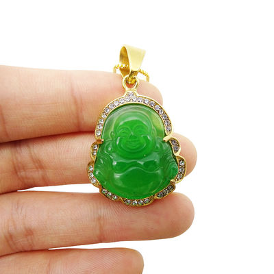 Buddhism Theme Engraving Carving Type Lucky Laughing Buddha Pendant Chain Necklaces Amulet Jewelry for Men Women Boys