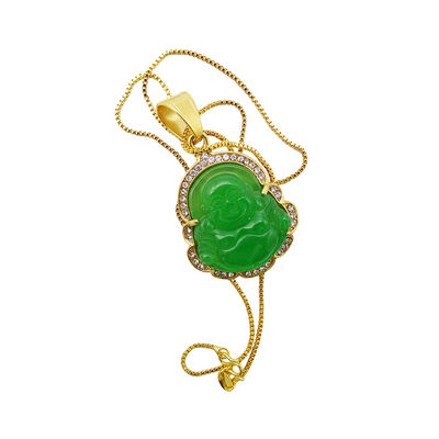 Buddhism Theme Engraving Carving Type Lucky Laughing Buddha Pendant Chain Necklaces Amulet Jewelry for Men Women Boys