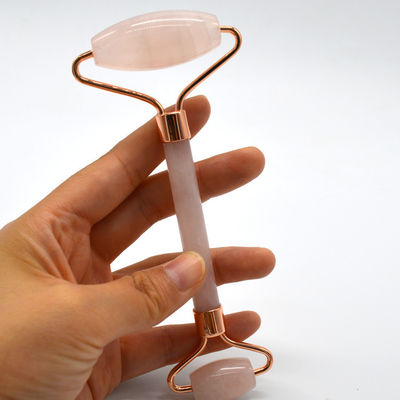 Customized Logo Availabled Rose Gold Jade Roller for Face Skin Care 100% Natural Double Head Rose Quartz Facial Roller Face Slimming