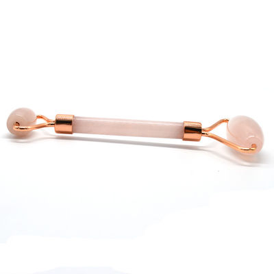 Customized Logo Availabled Rose Gold Jade Roller for Face Skin Care 100% Natural Double Head Rose Quartz Facial Roller Face Slimming