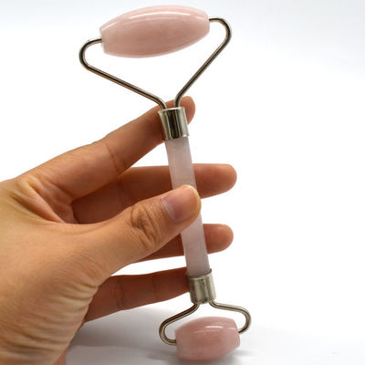 Customized Logo Availabled Rose Gold Jade Roller for Face Skin Care 100% Natural Double Head Rose Quartz Facial Roller Face Slimming