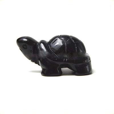 Gemstone Black Obsidian Turtle Carved Stone Animal for Love Theme Decorations