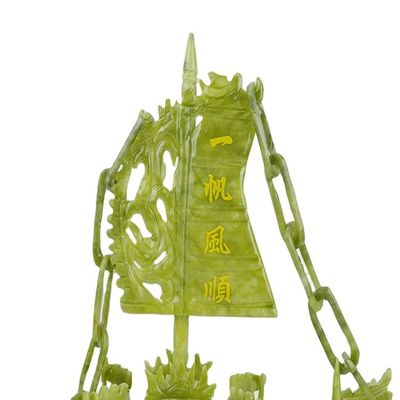 Crafted 28cm Chinese Good Luck Decoration Jade Stone Craft Dragon Boats for Ornament/Gift