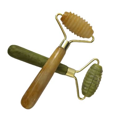 Green Natural Spiked Gemstone Jade Guasha Rollers for Face Massage Personalized Beauty Personalized Massage Packaging