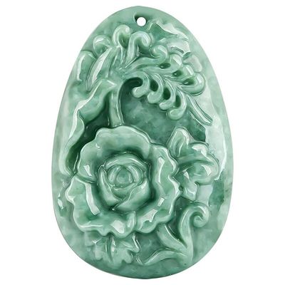 Jadeite Peony Flower Magpie Pendant Jade Sweater Chain Stunning Art Collectible Addition for Men and Women