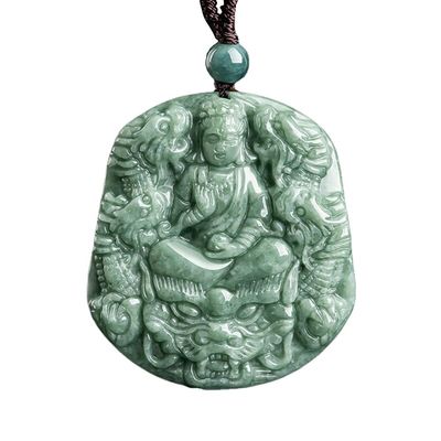 Carved Natural Jade Nine Dragons Guan Yin Pendant Necklace A Unique Addition to Your Jewelry Collection