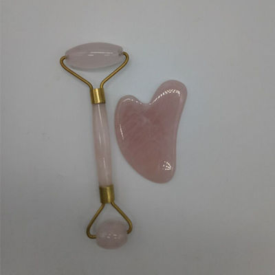 Anti Aging Facial Roller and Guasha Set Real 100% Jade Roller for Face Massager Reduces Wrinkles Rose Quartz Body Massager