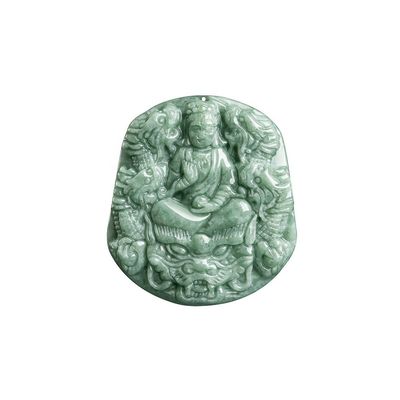 Carved Natural Jade Nine Dragons Guan Yin Pendant Necklace A Unique Addition to Your Jewelry Collection