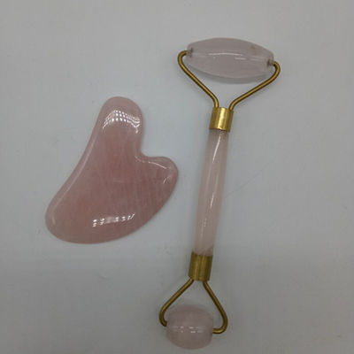 Anti Aging Facial Roller and Guasha Set Real 100% Jade Roller for Face Massager Reduces Wrinkles Rose Quartz Body Massager