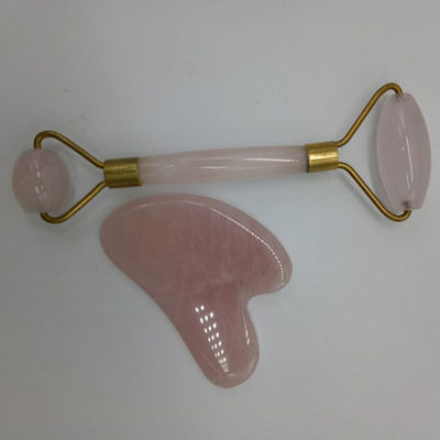 Anti Aging Facial Roller and Guasha Set Real 100% Jade Roller for Face Massager Reduces Wrinkles Rose Quartz Body Massager