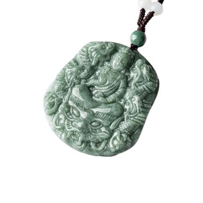 Carved Natural Jade Nine Dragons Guan Yin Pendant Necklace A Unique Addition to Your Jewelry Collection