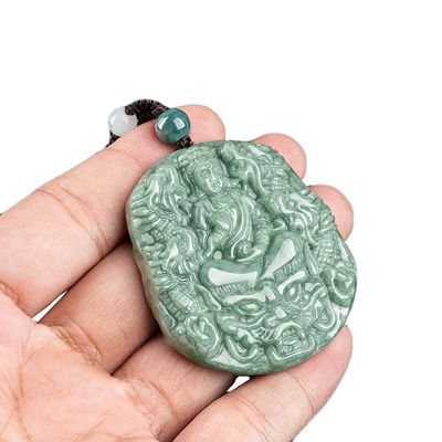 Carved Natural Jade Nine Dragons Guan Yin Pendant Necklace A Unique Addition to Your Jewelry Collection