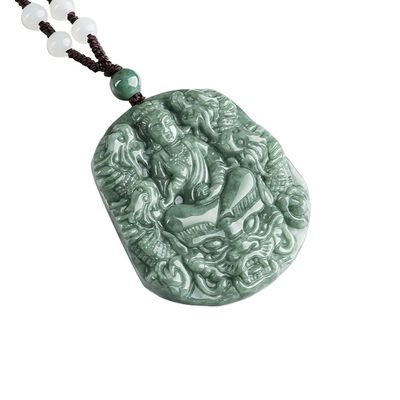 Carved Natural Jade Nine Dragons Guan Yin Pendant Necklace A Unique Addition to Your Jewelry Collection