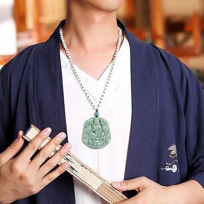 Carved Natural Jade Nine Dragons Guan Yin Pendant Necklace A Unique Addition to Your Jewelry Collection