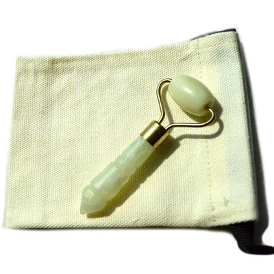 Silver Mini Jade Stone Face Roller for Eye and Face Anti Aging Massage Natural Green Jade Roller Facial Massager 110*55mm