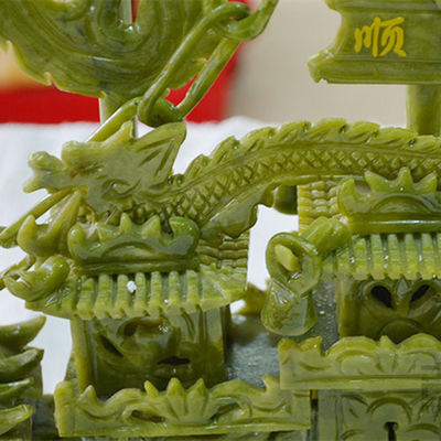 Beautifully Carved Jade Boat for Home Decoration and Business Gift