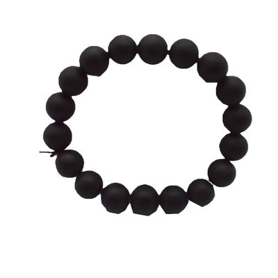 Art Collectible Natural 10mm Black Bian Stone Beads Bracelets for Men and Women