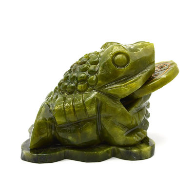 Wealth-Attracting Green Jade Toad Carving for Financial Success in Fengshui