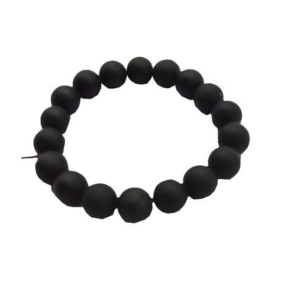 Art Collectible Natural 10mm Black Bian Stone Beads Bracelets for Men and Women