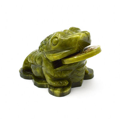 Wealth-Attracting Green Jade Toad Carving for Financial Success in Fengshui