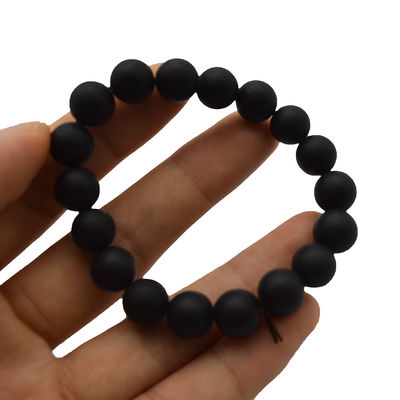 Art Collectible Natural 10mm Black Bian Stone Beads Bracelets for Men and Women